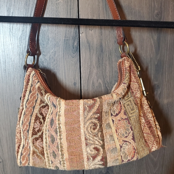 Fossil handbag vintage textured Bohemian fossil purse - Picture 10 of 11